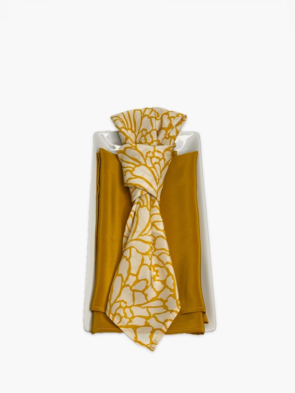 NWT SILKLETTE Golden Flowers 100% Fine Silk Kerchief Scarf GOLD + WHITE